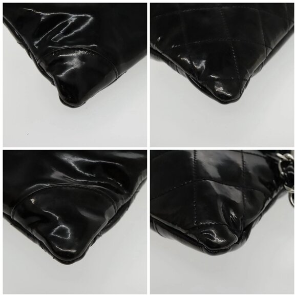 CHANEL Matelasse Chain Shoulder Bag Patent leather Black Silver CC Auth bs18654 - Picture 16 of 16